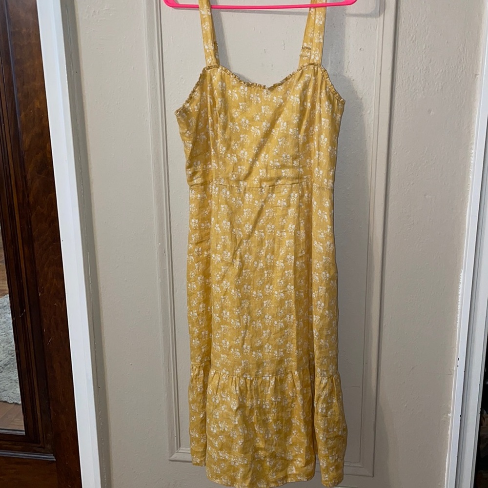 Mid Length Yellow Floral Dress